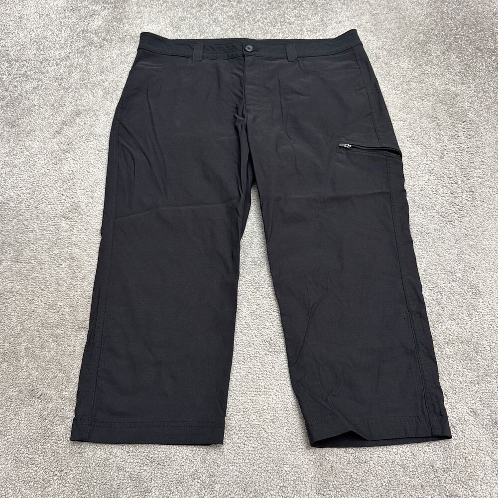 Eddie Bauer Cropped Capri Outdoor Pants womens 16 Black Nylon Mid Rise Hiking